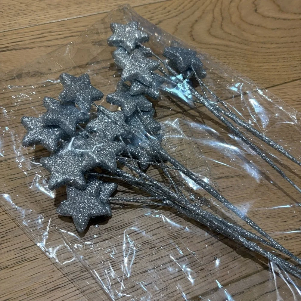 Silver Star Party Decoration Sticks - 6
